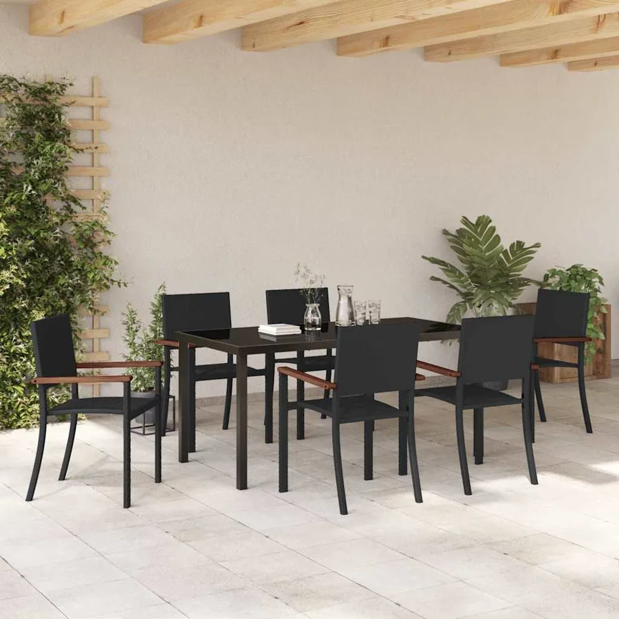 Ensemble de salle à manger pour jardin 7 pcs Noir - 4