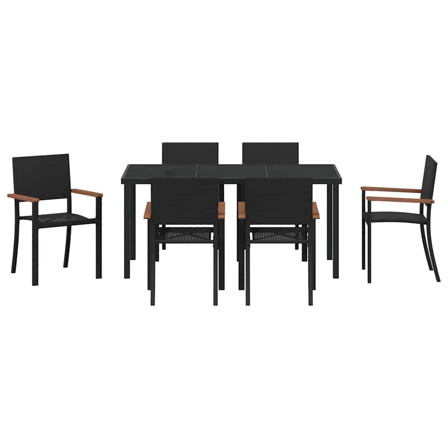Ensemble de salle à manger pour jardin 7 pcs Noir - 7