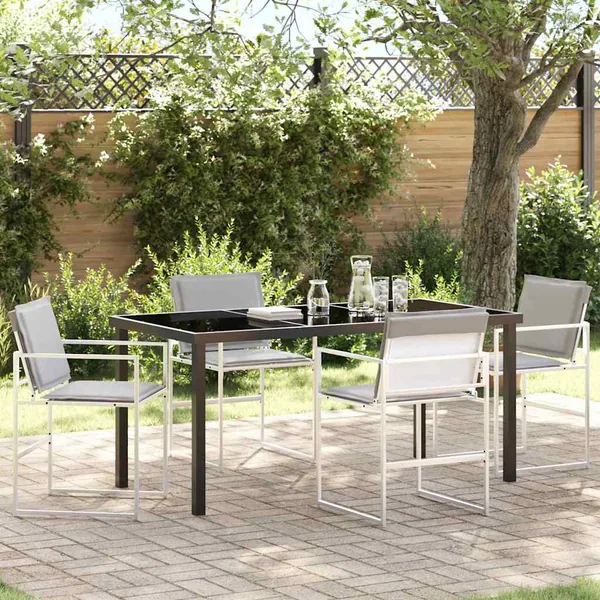Ensemble de salle à manger pour jardin 5 pcs Blanc