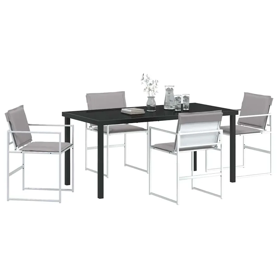 Ensemble de salle à manger pour jardin 5 pcs Blanc - 3