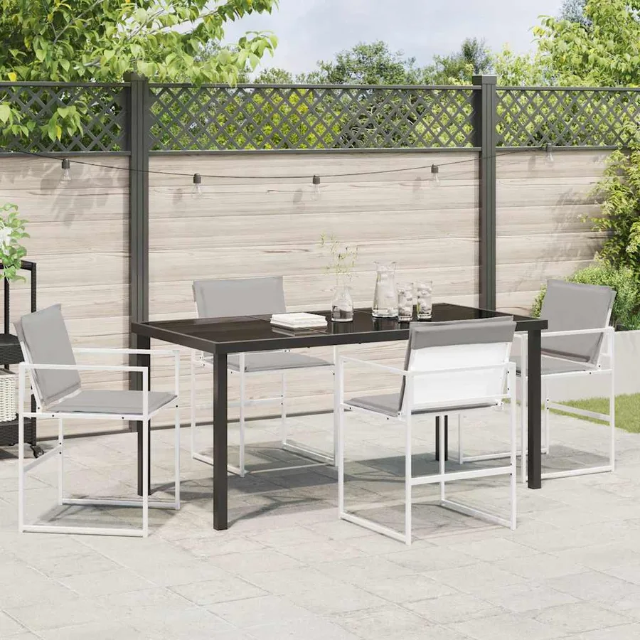 Ensemble de salle à manger pour jardin 5 pcs Blanc - 4