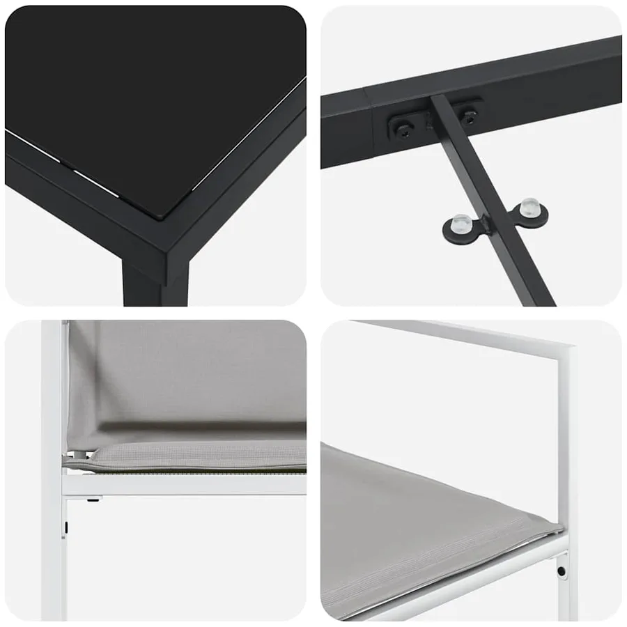 Ensemble de salle à manger pour jardin 5 pcs Blanc - 9