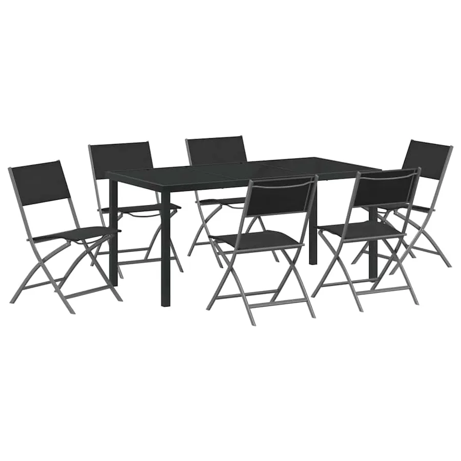 Ensemble de salle à manger pour jardin 7 pcs Noir - 2