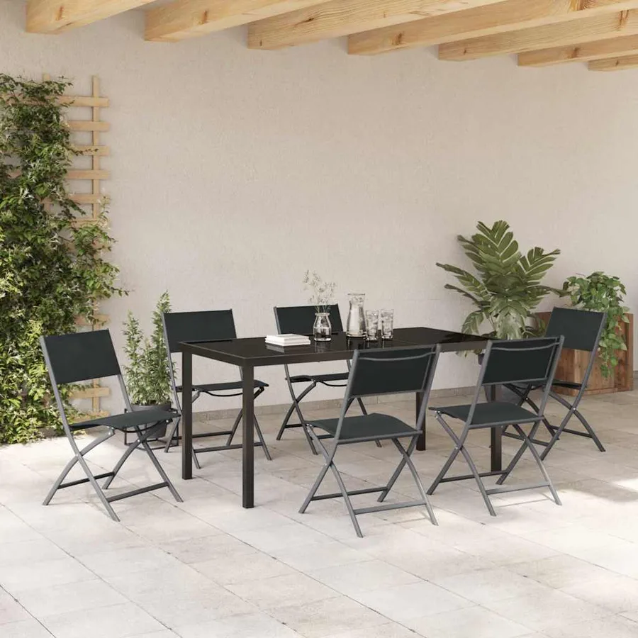 Ensemble de salle à manger pour jardin 7 pcs Noir - 4