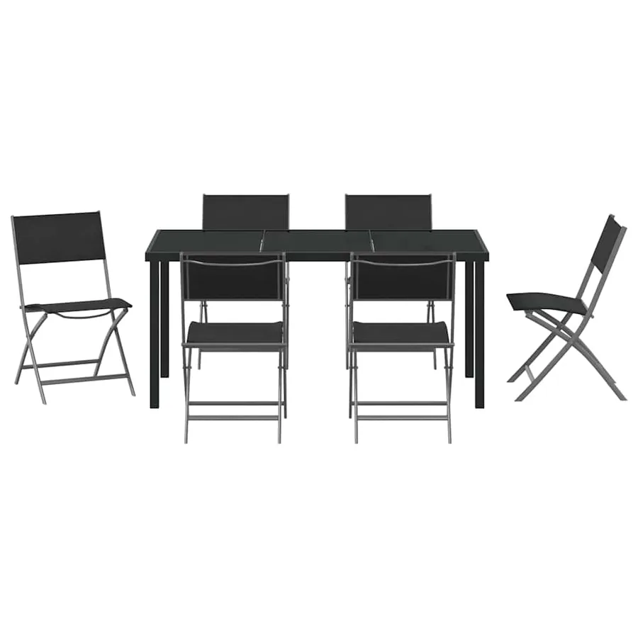 Ensemble de salle à manger pour jardin 7 pcs Noir - 7