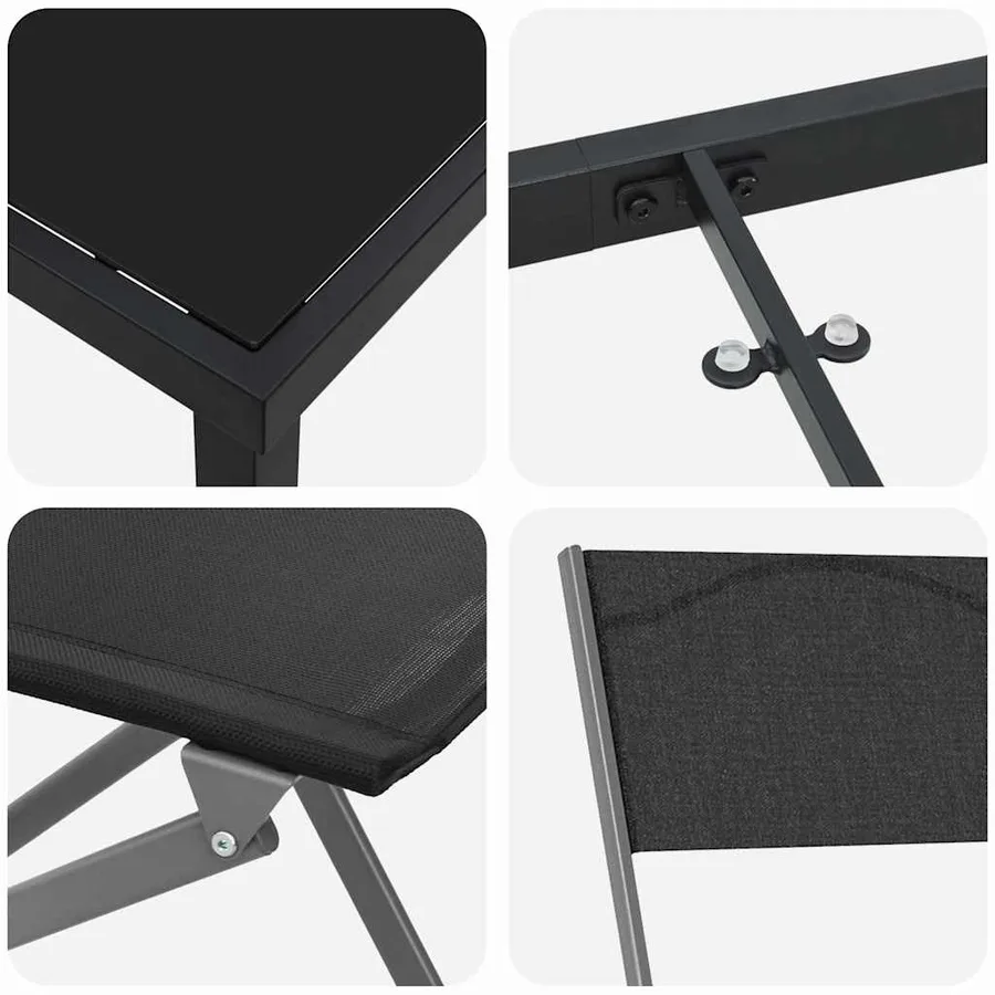 Ensemble de salle à manger pour jardin 7 pcs Noir - 9