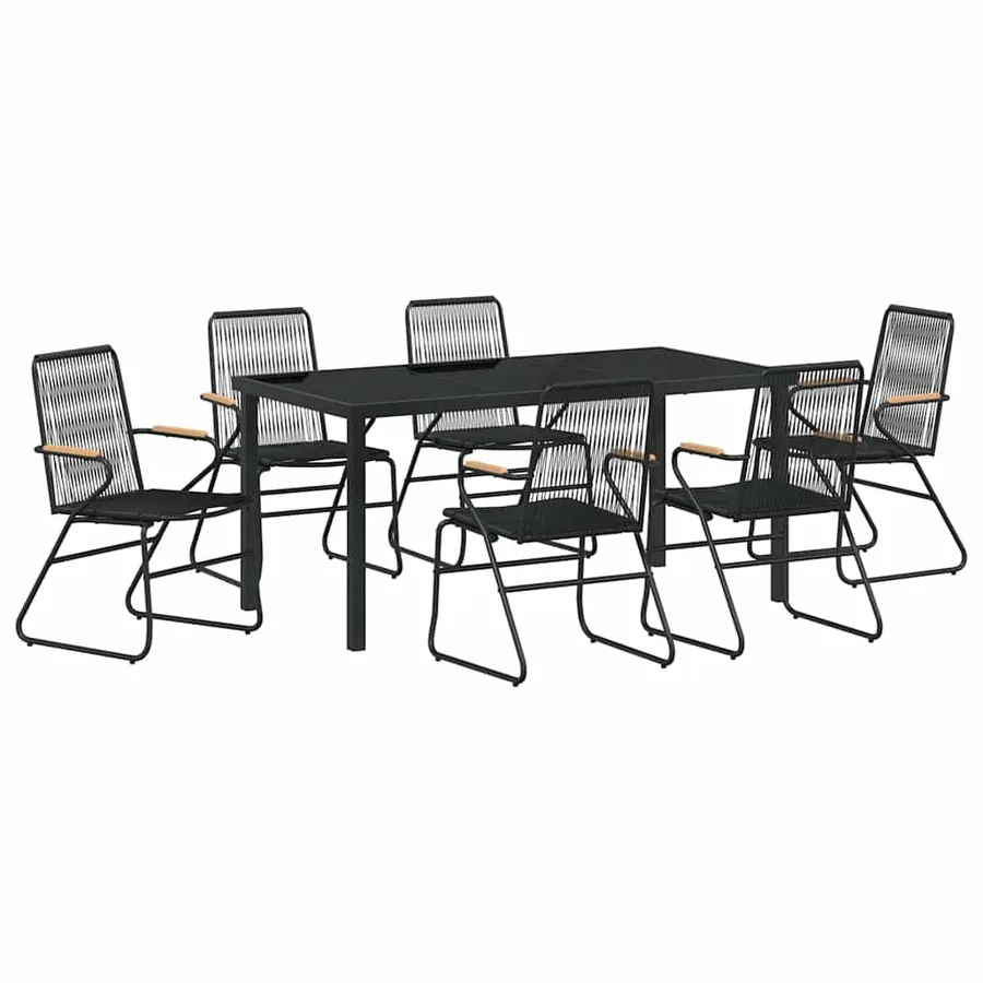 Ensemble de salle à manger pour jardin 7 pcs Noir - 2