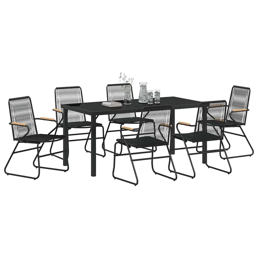 Ensemble de salle à manger pour jardin 7 pcs Noir - 3