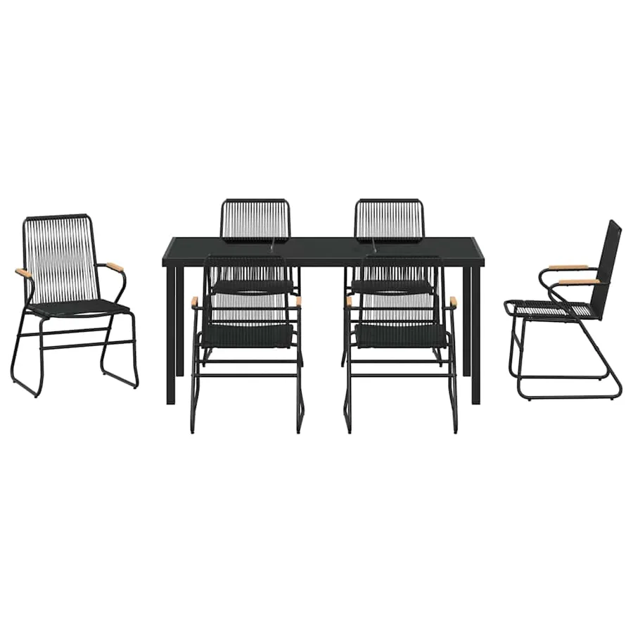 Ensemble de salle à manger pour jardin 7 pcs Noir - 7