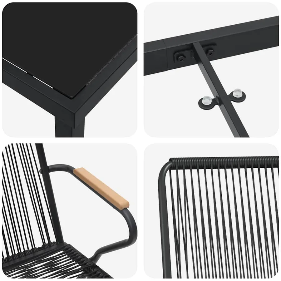 Ensemble de salle à manger pour jardin 7 pcs Noir - 9