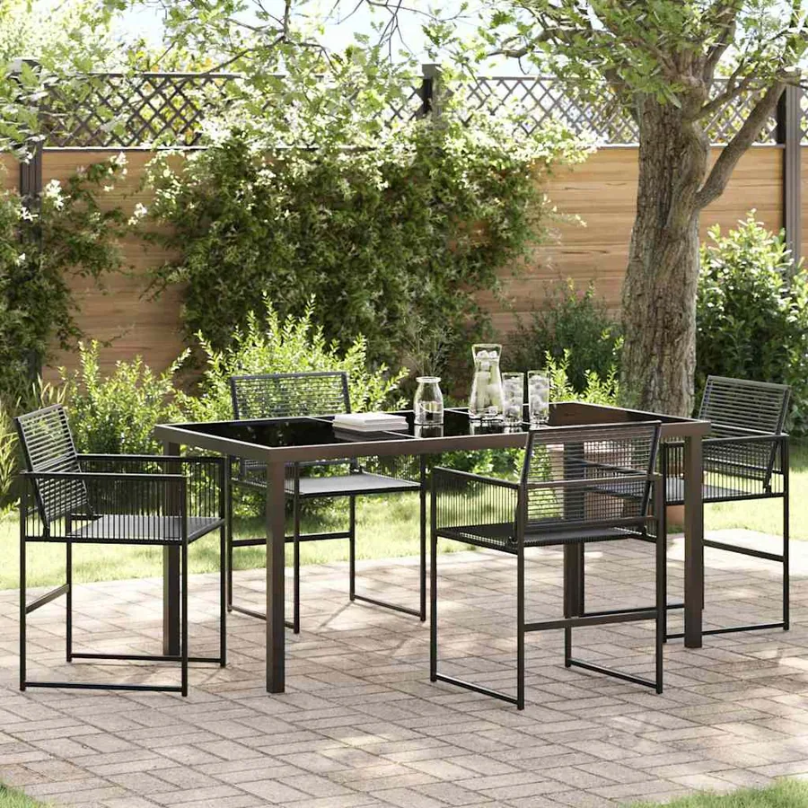Ensemble de salle à manger pour jardin 5 pcs Noir polyrotin