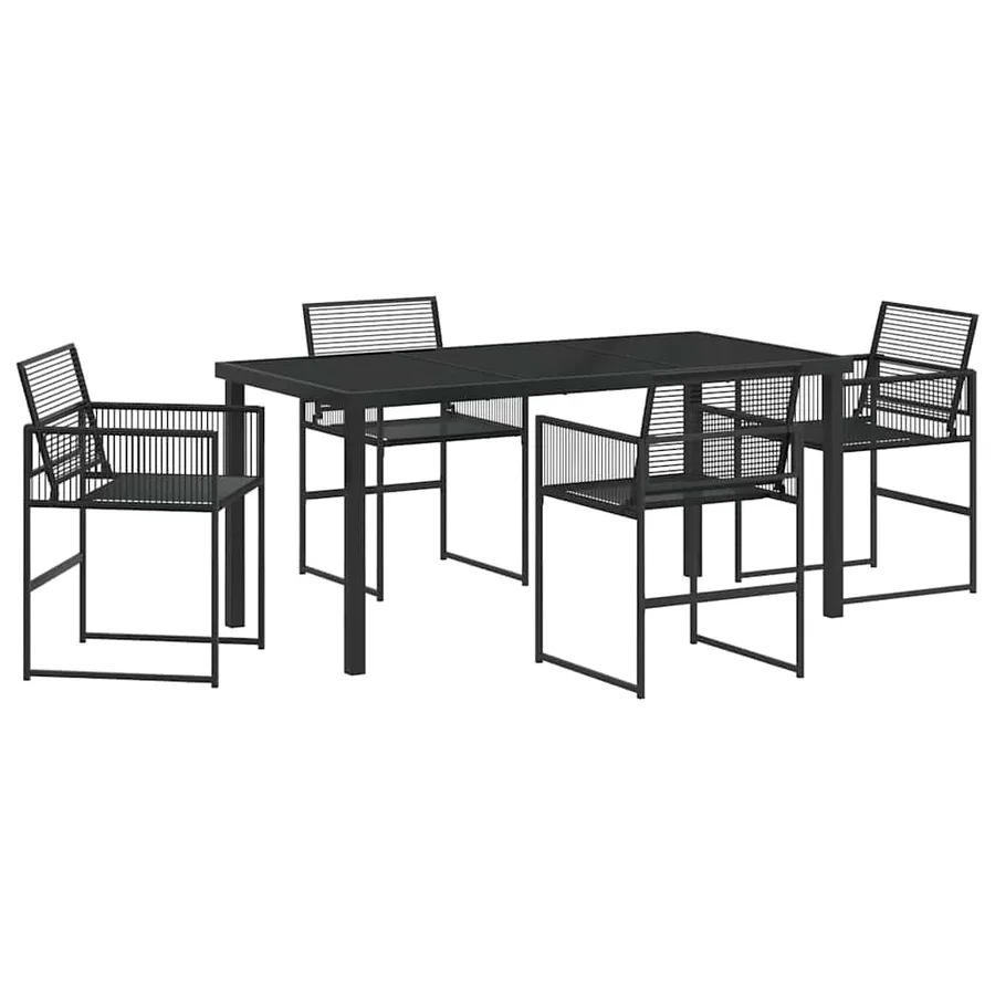 Ensemble de salle à manger pour jardin 5 pcs Noir polyrotin - 2