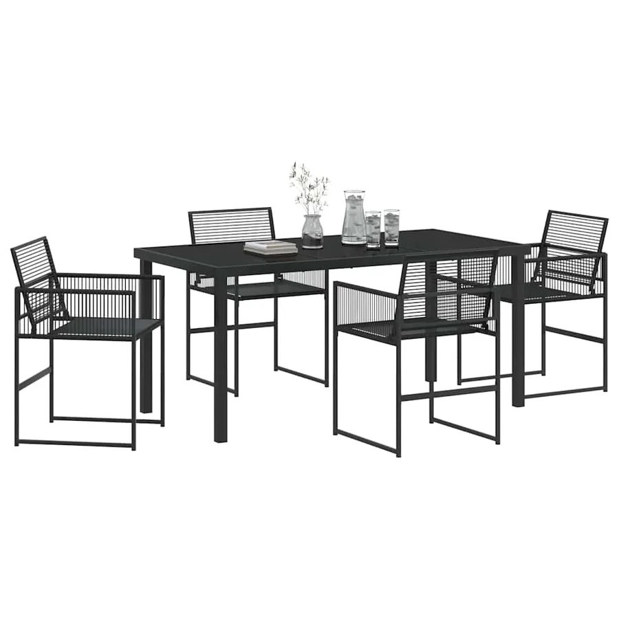Ensemble de salle à manger pour jardin 5 pcs Noir polyrotin - 3