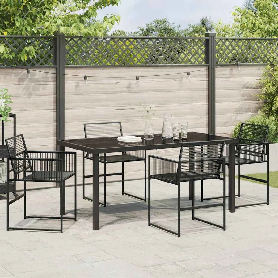 Ensemble de salle à manger pour jardin 5 pcs Noir polyrotin - 4