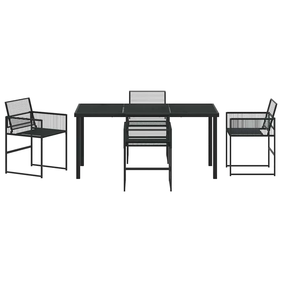 Ensemble de salle à manger pour jardin 5 pcs Noir polyrotin - 7