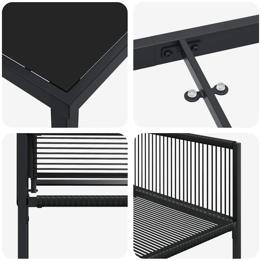 Ensemble de salle à manger pour jardin 5 pcs Noir polyrotin - 9