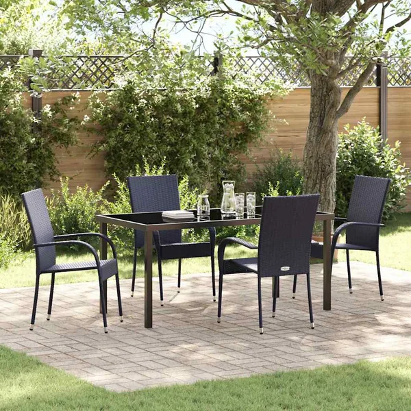 Ensemble de salle à manger pour jardin 5 pcs Noir