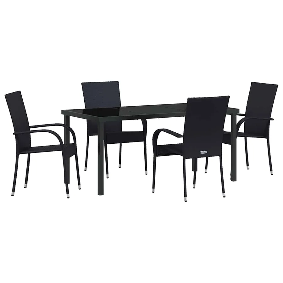 Ensemble de salle à manger pour jardin 5 pcs Noir - 2