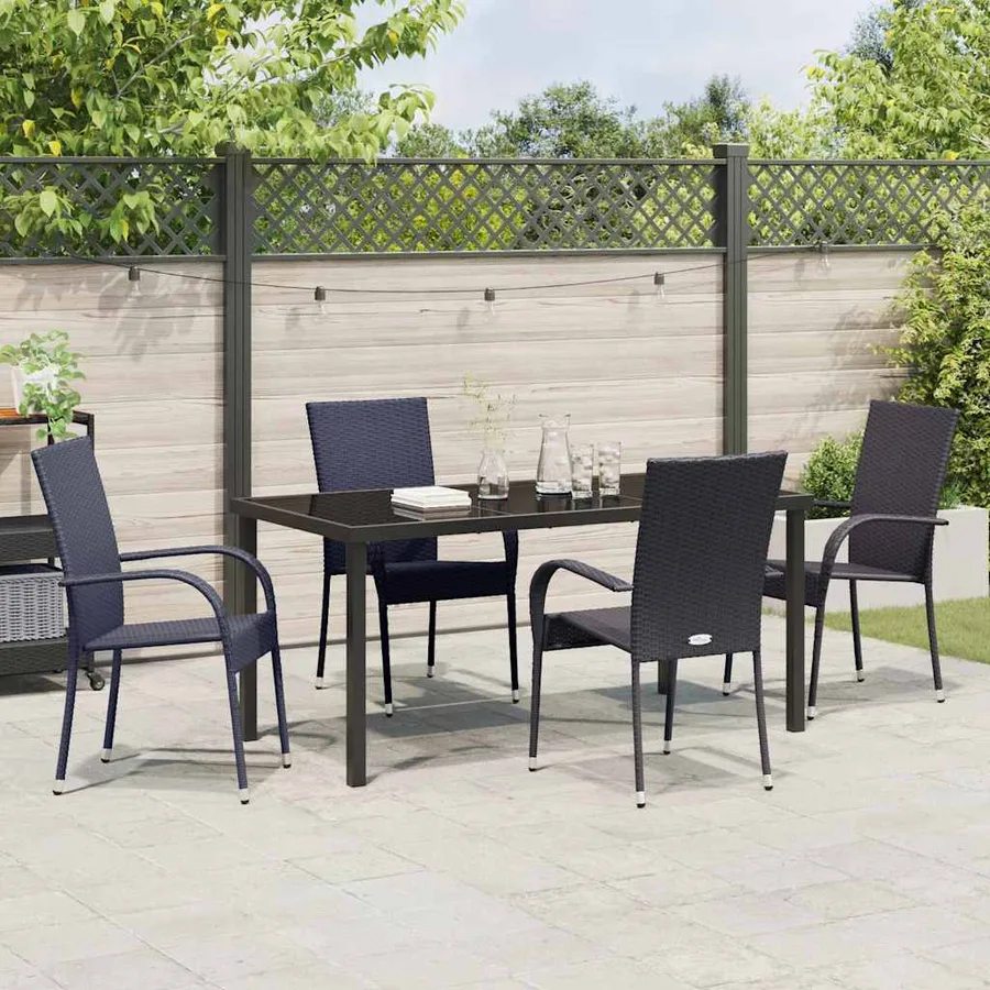Ensemble de salle à manger pour jardin 5 pcs Noir - 4