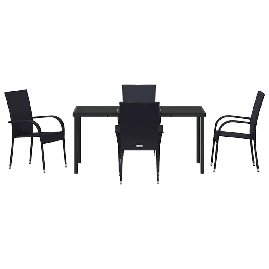 Ensemble de salle à manger pour jardin 5 pcs Noir - 7
