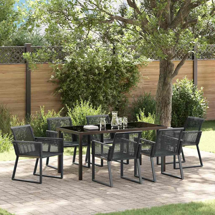 Ensemble de salle à manger pour jardin 7 pcs Noir