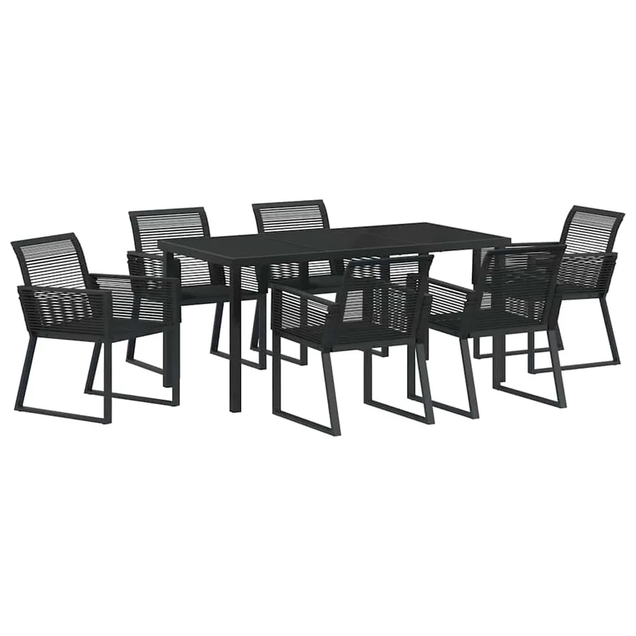 Ensemble de salle à manger pour jardin 7 pcs Noir - 2