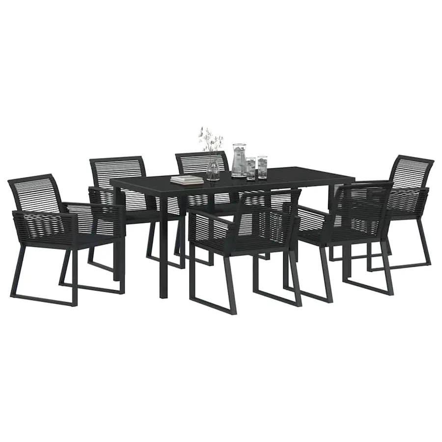 Ensemble de salle à manger pour jardin 7 pcs Noir - 3