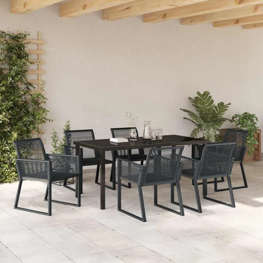 Ensemble de salle à manger pour jardin 7 pcs Noir - 4