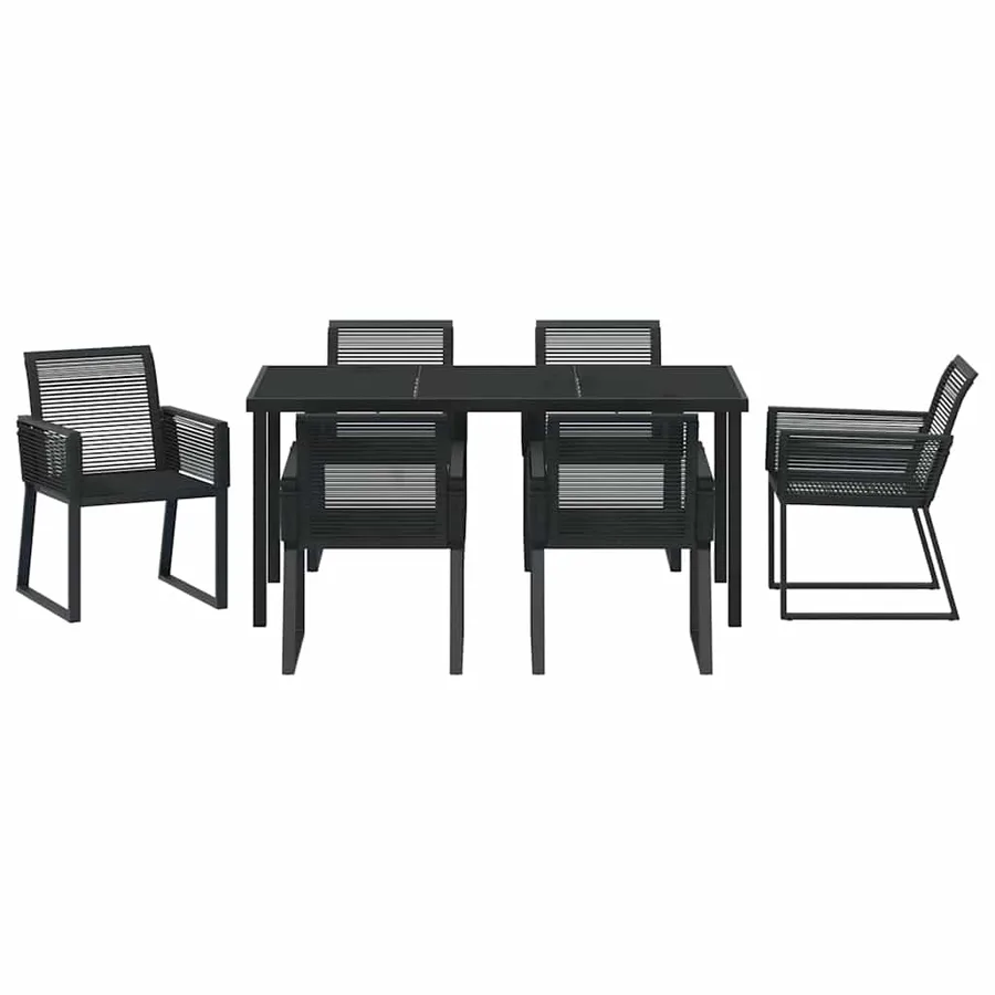 Ensemble de salle à manger pour jardin 7 pcs Noir - 7