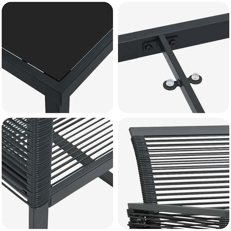 Ensemble de salle à manger pour jardin 7 pcs Noir - 9