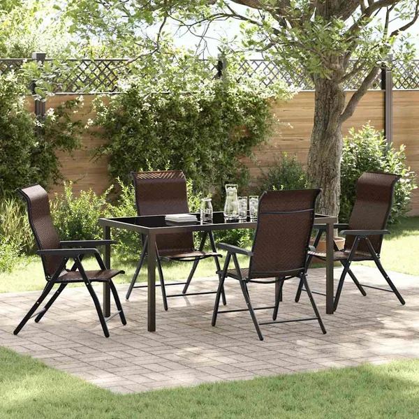 Ensemble de salle à manger pour jardin 5 pcs Marron