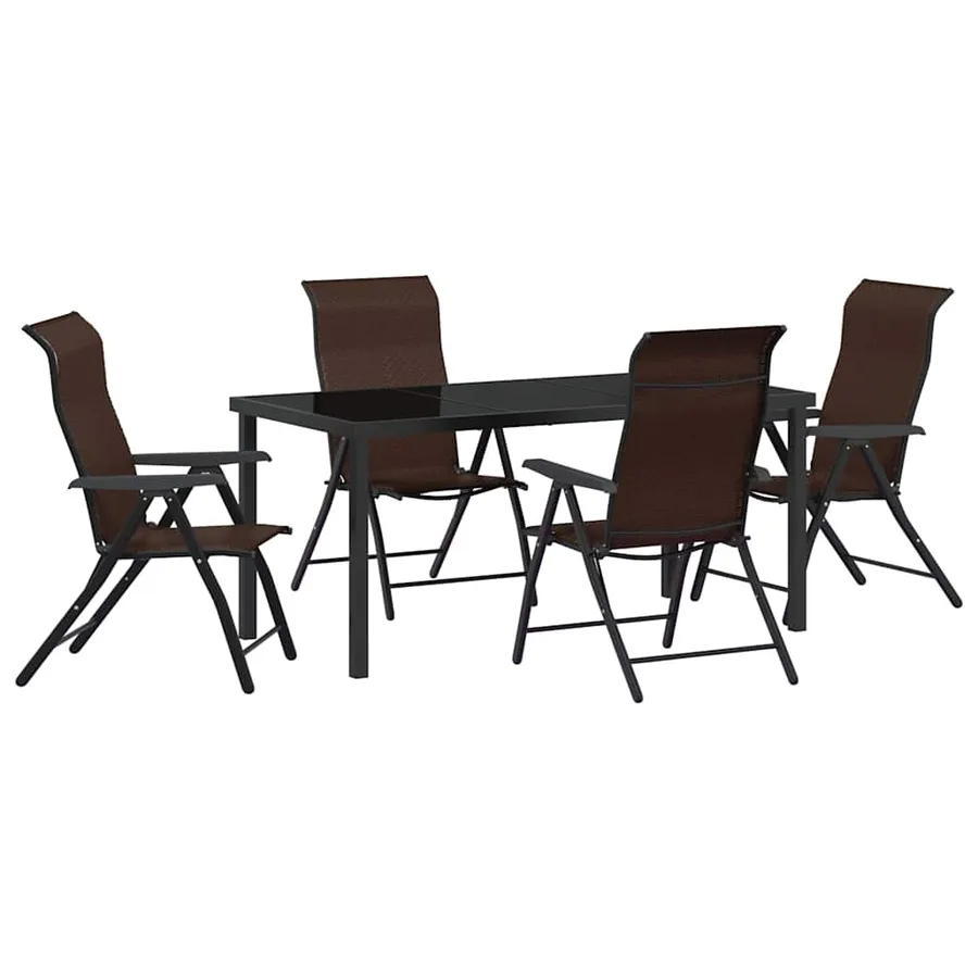 Ensemble de salle à manger pour jardin 5 pcs Marron - 2
