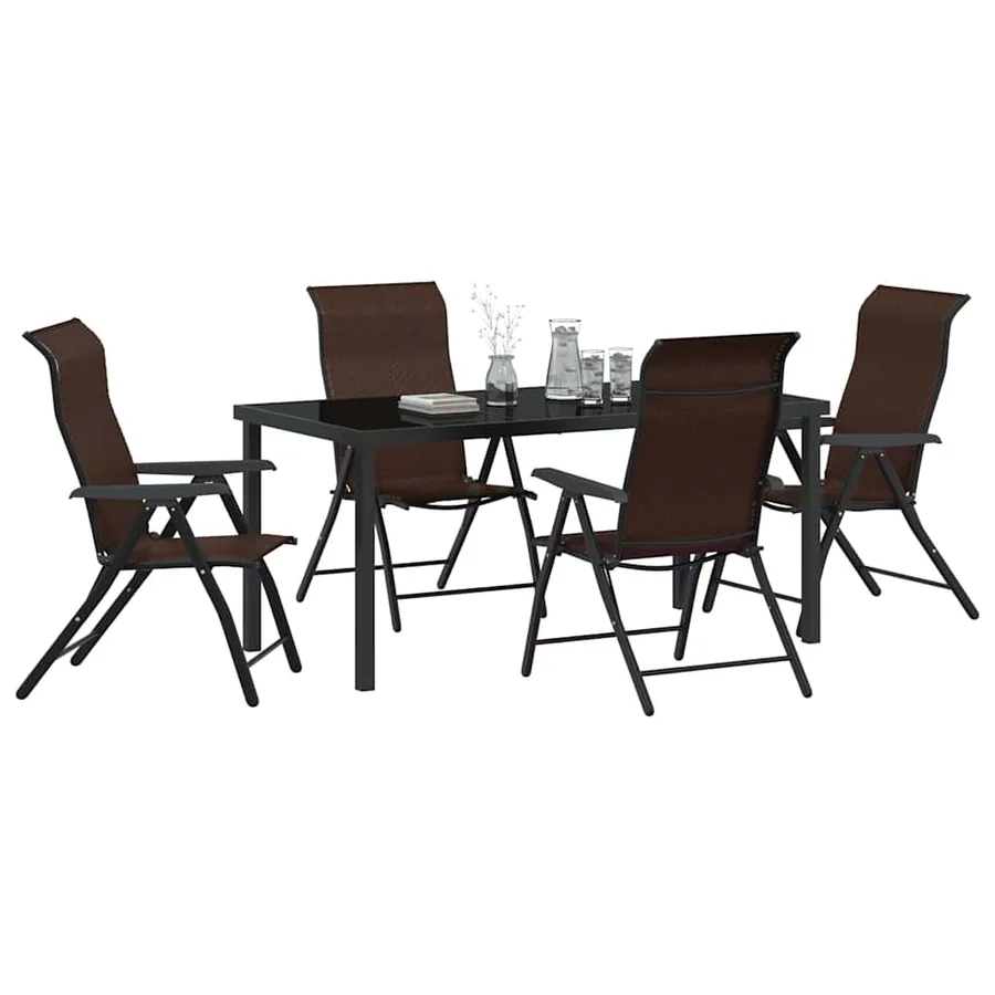 Ensemble de salle à manger pour jardin 5 pcs Marron - 3