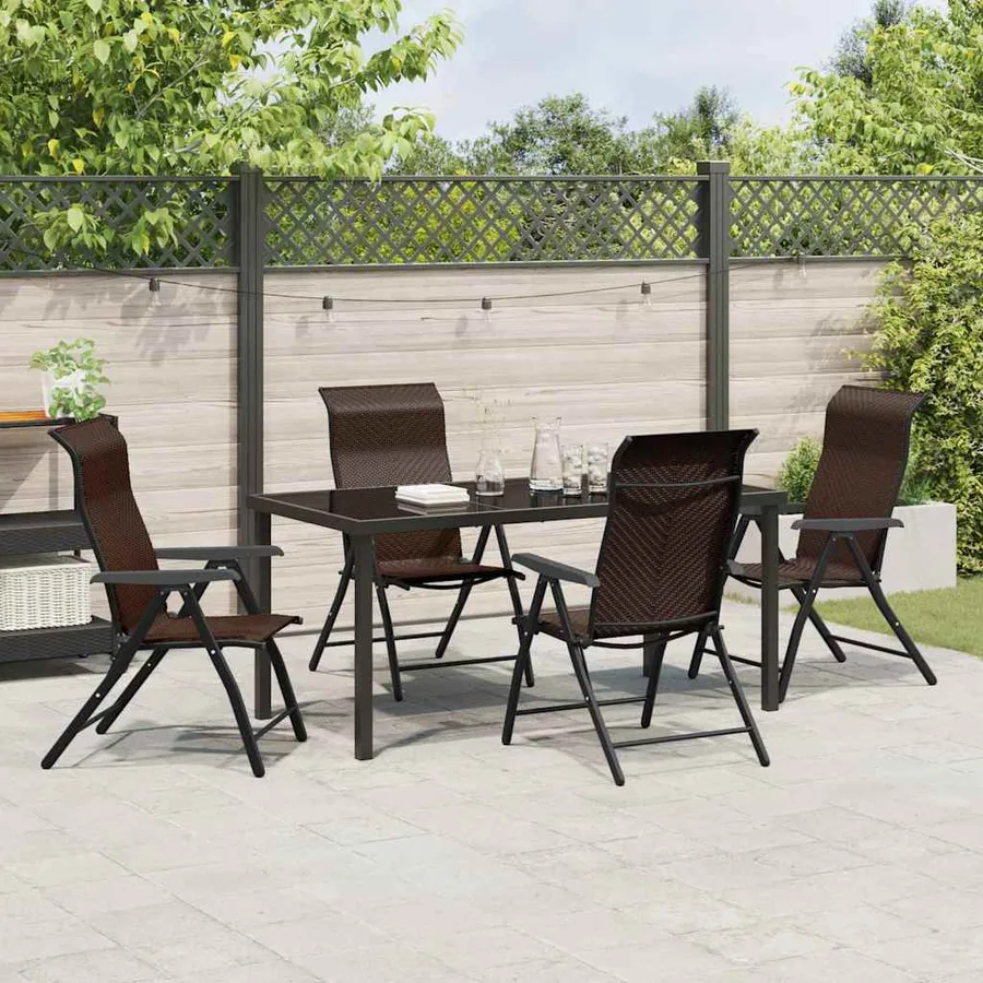 Ensemble de salle à manger pour jardin 5 pcs Marron - 4