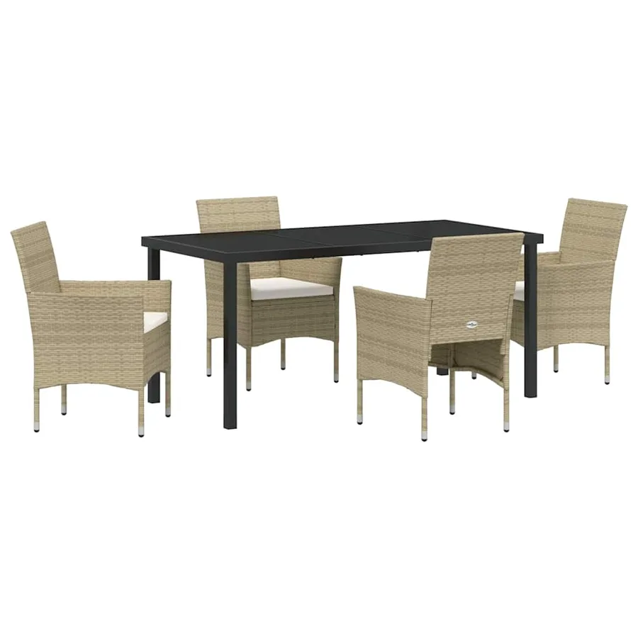 Ensemble de salle à manger pour jardin 5 pcs Beige polyrotin - 2