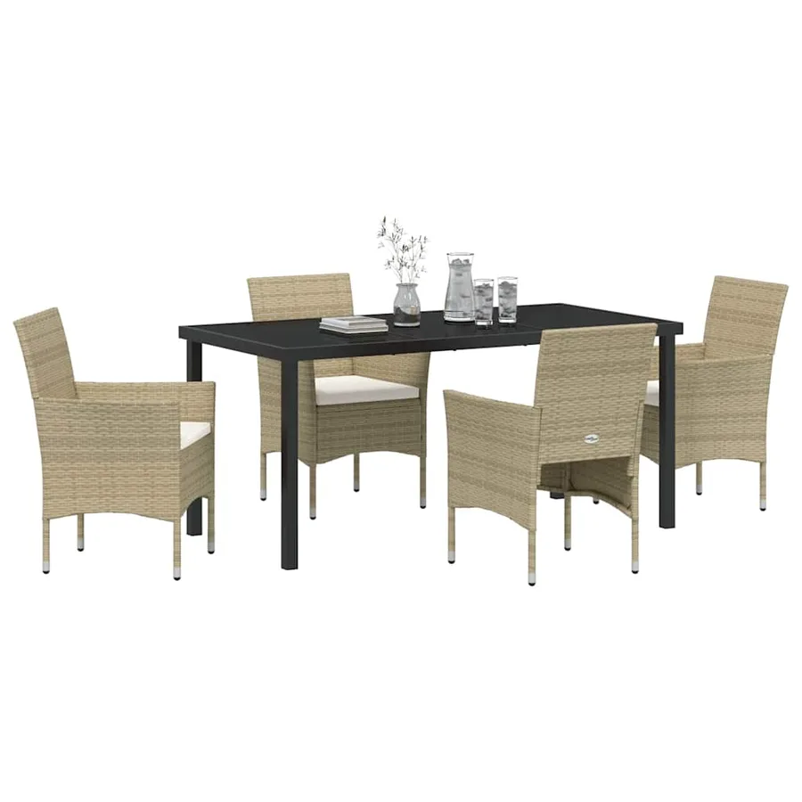 Ensemble de salle à manger pour jardin 5 pcs Beige polyrotin - 3