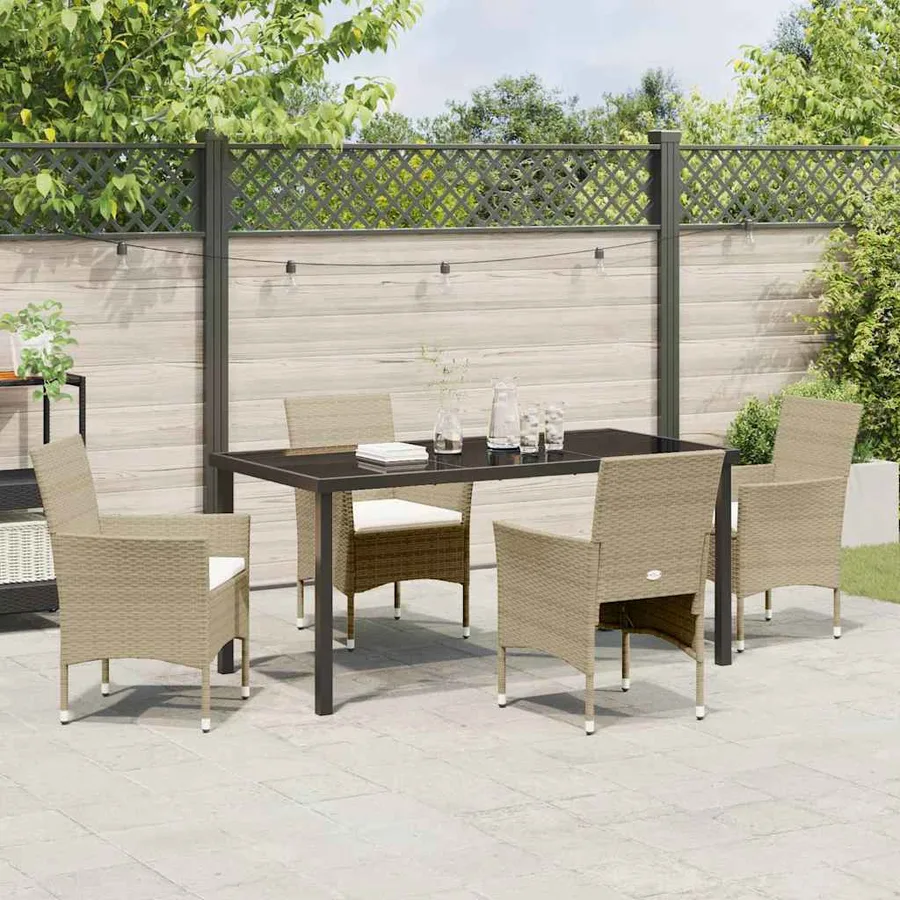 Ensemble de salle à manger pour jardin 5 pcs Beige polyrotin - 4