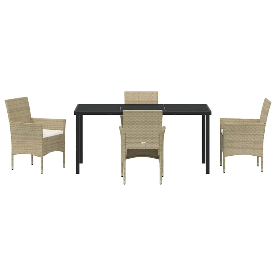 Ensemble de salle à manger pour jardin 5 pcs Beige polyrotin - 7