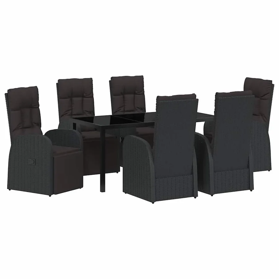 Ensemble de salle à manger pour jardin 7 pcs Noir polyrotin - 2