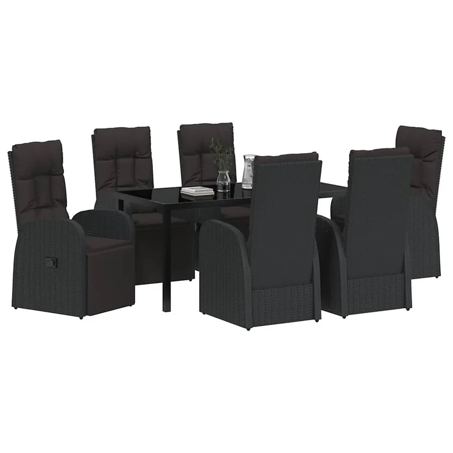 Ensemble de salle à manger pour jardin 7 pcs Noir polyrotin - 3