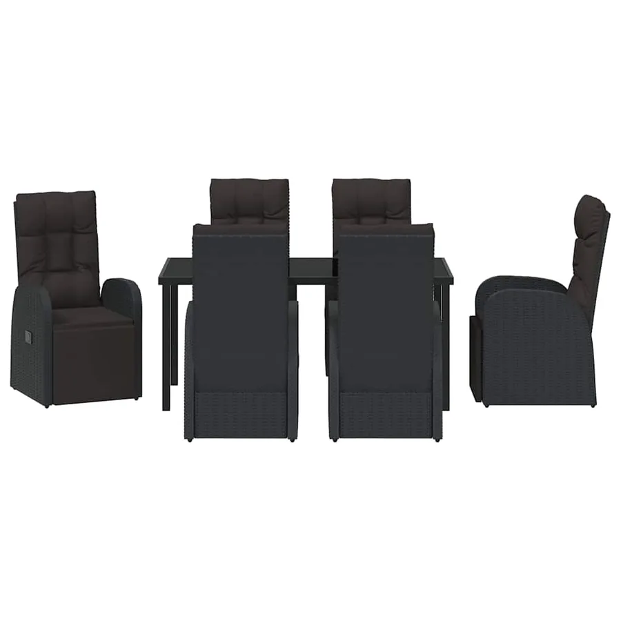 Ensemble de salle à manger pour jardin 7 pcs Noir polyrotin - 7
