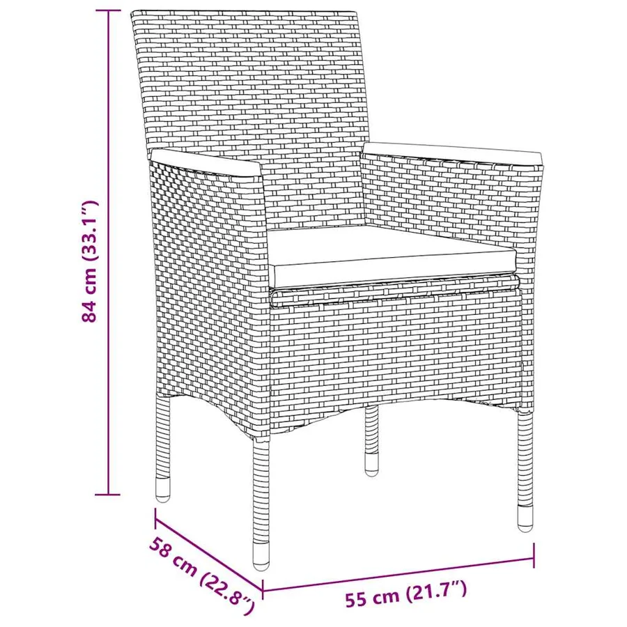 Ensemble de salle à manger pour jardin 5 pcs Gris polyrotin - 10