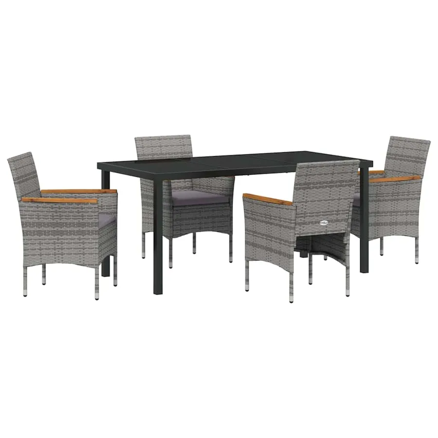 Ensemble de salle à manger pour jardin 5 pcs Gris polyrotin - 2