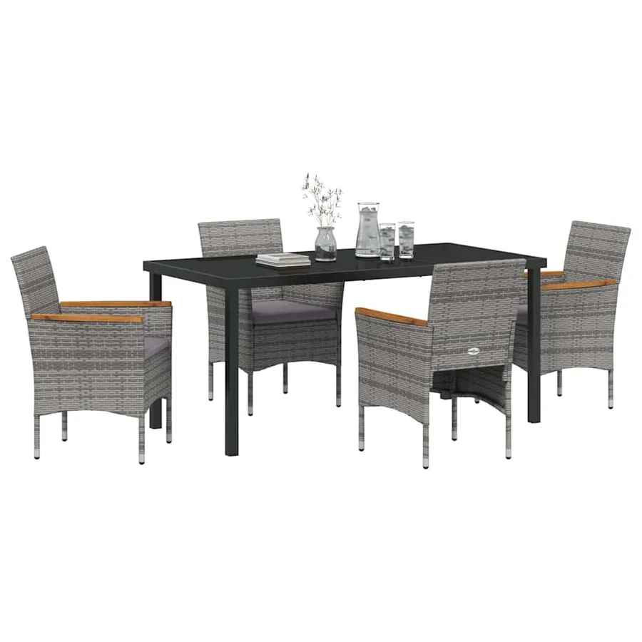 Ensemble de salle à manger pour jardin 5 pcs Gris polyrotin - 3