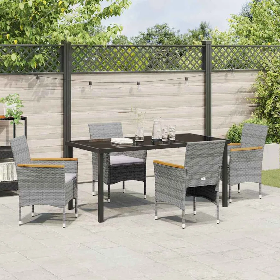 Ensemble de salle à manger pour jardin 5 pcs Gris polyrotin - 4
