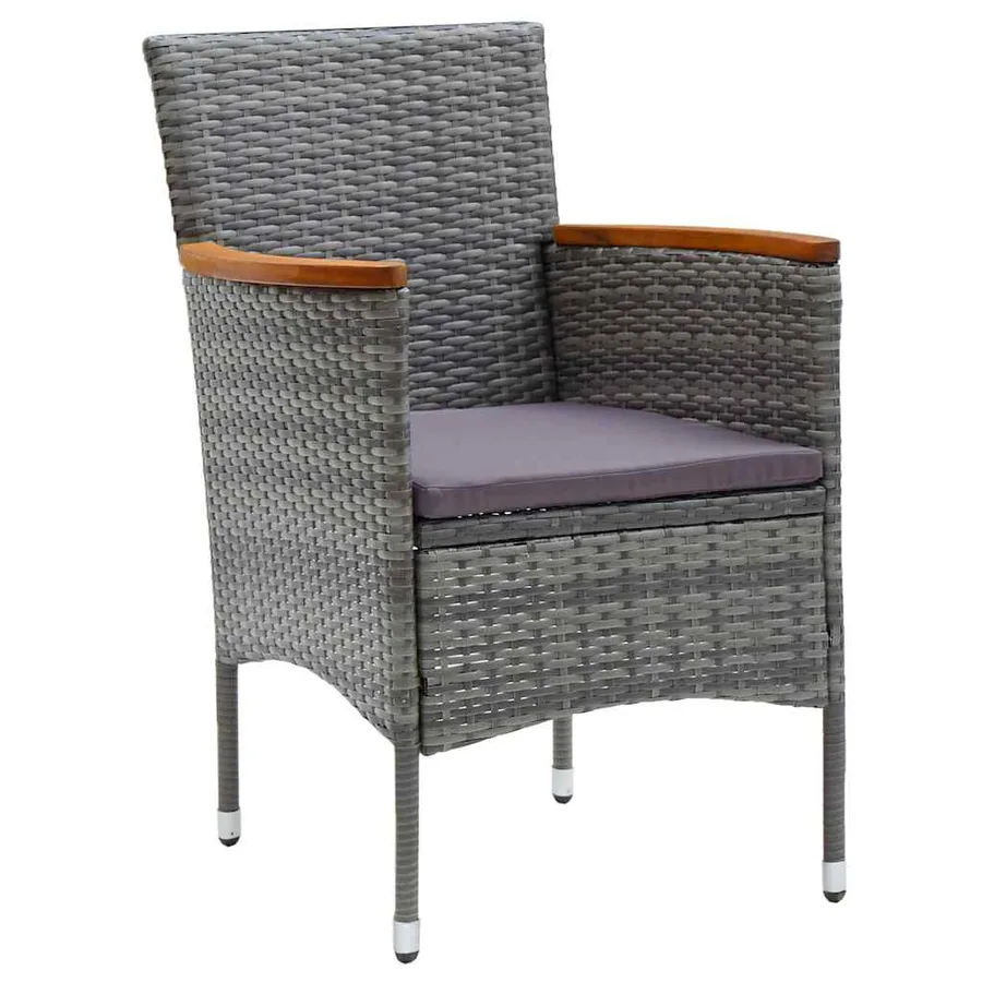 Ensemble de salle à manger pour jardin 5 pcs Gris polyrotin - 6