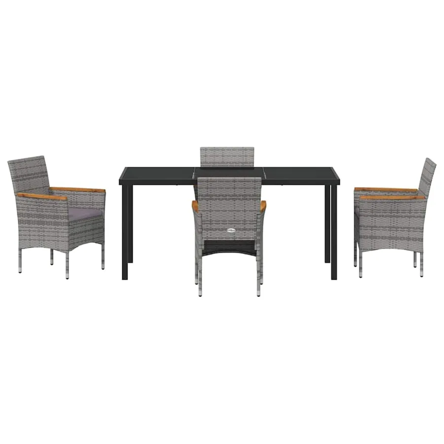 Ensemble de salle à manger pour jardin 5 pcs Gris polyrotin - 7