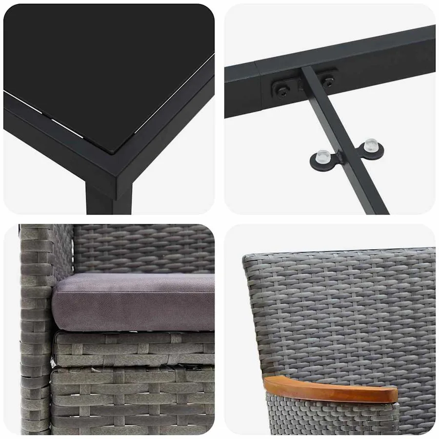 Ensemble de salle à manger pour jardin 5 pcs Gris polyrotin - 9
