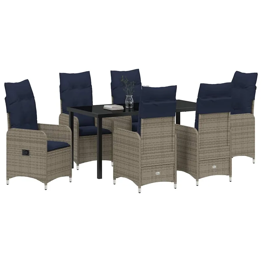 Ensemble de salle à manger pour jardin 7 pcs Noir polyrotin - 3
