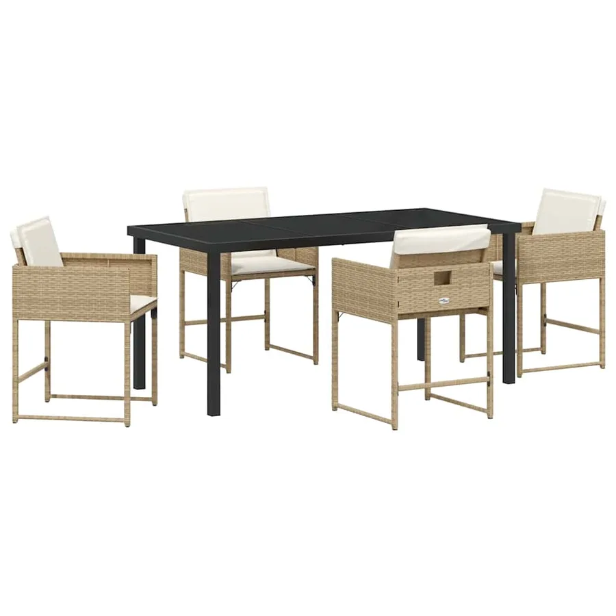 Ensemble de salle à manger pour jardin 5 pcs Beige polyrotin - 2